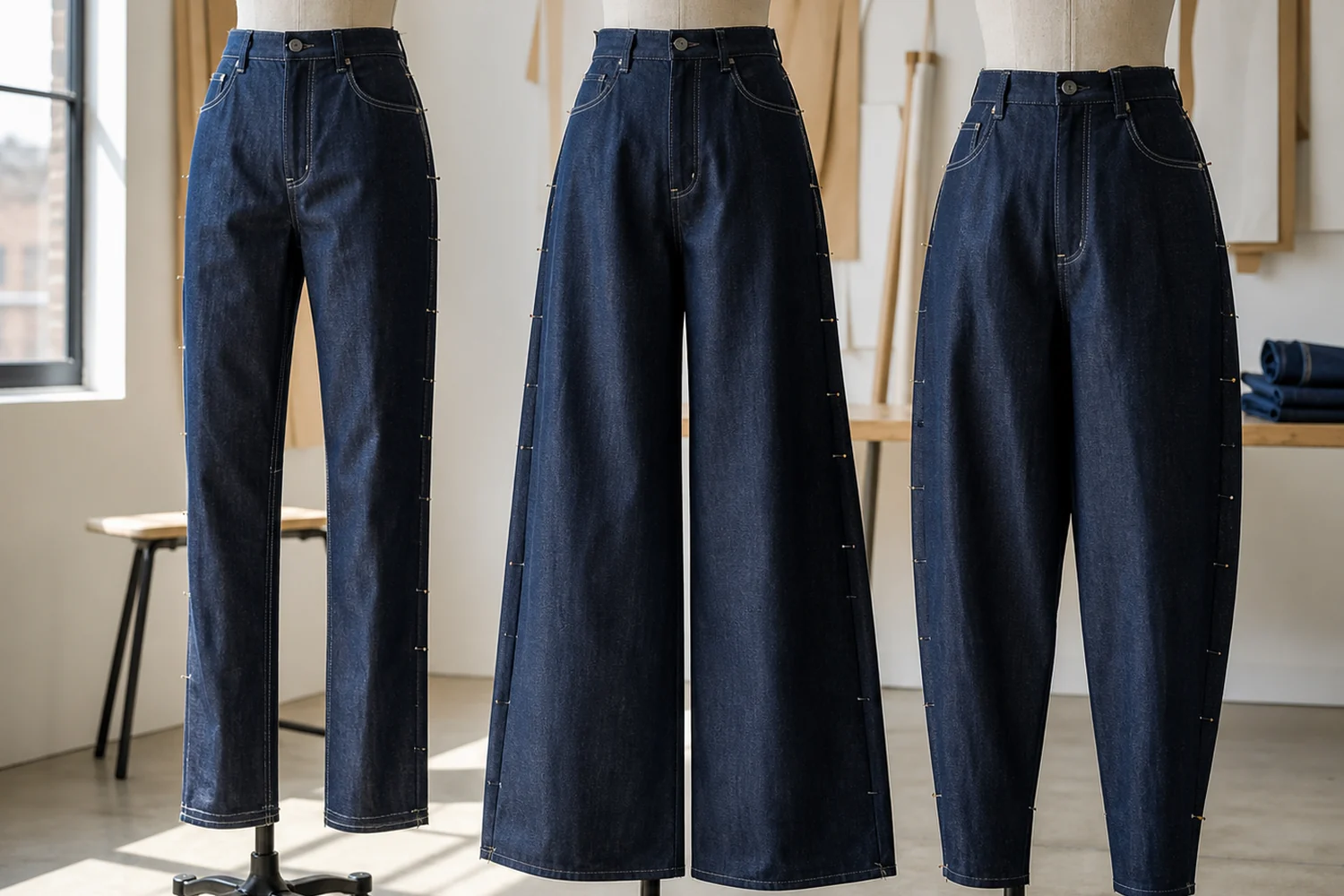Denim fit and silhouette development on tailor forms