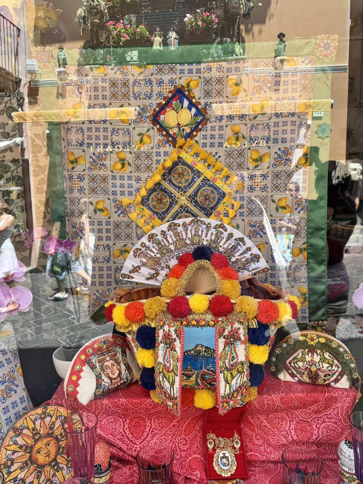 Colorful Sicilian tile display